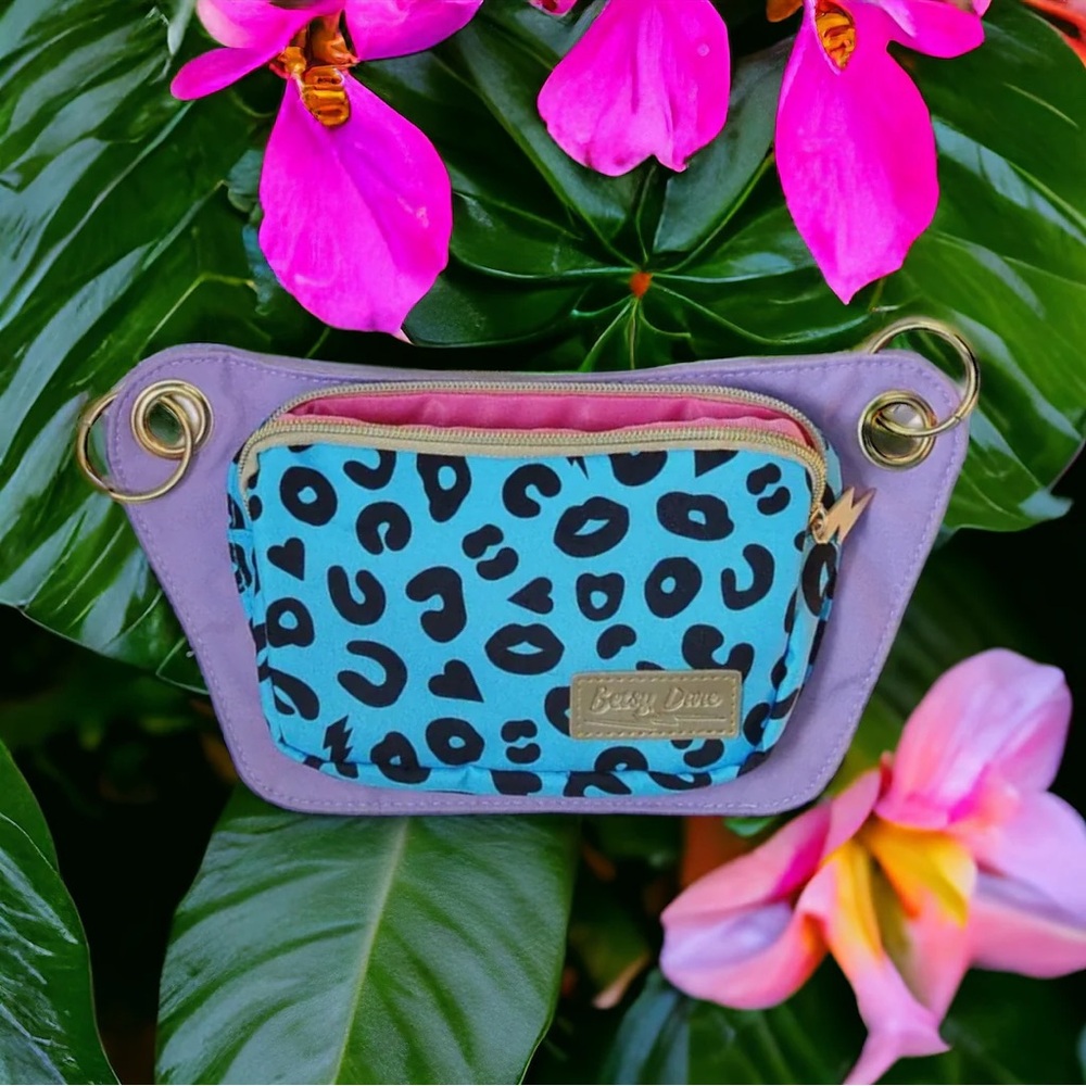 Blue and Purple Electric Leopard Lisa Convertible Fanny Pack